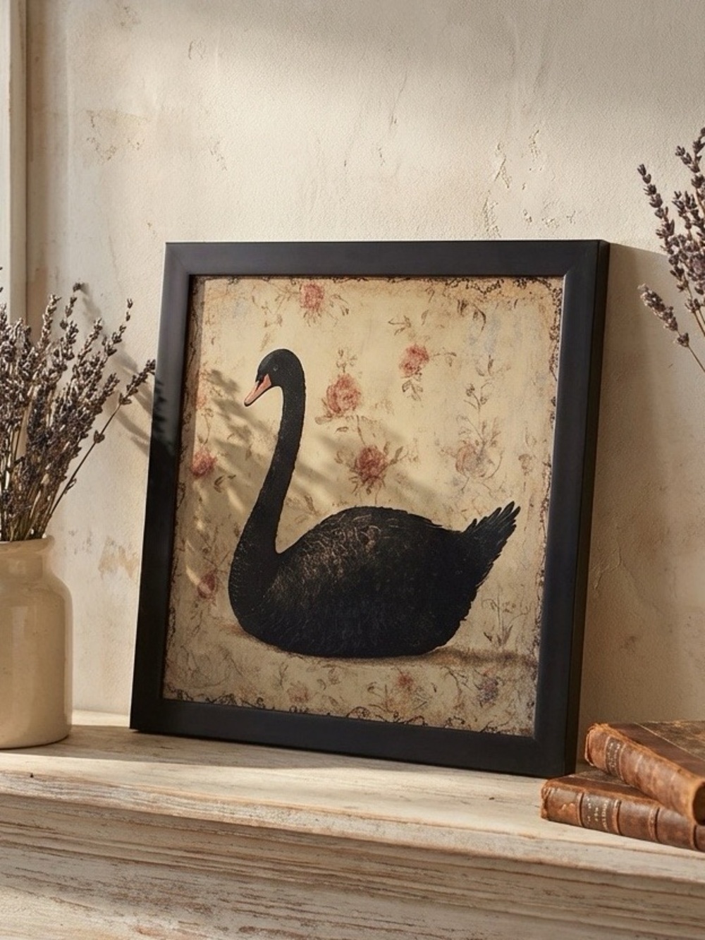 Vintage Black Swan Wall Art